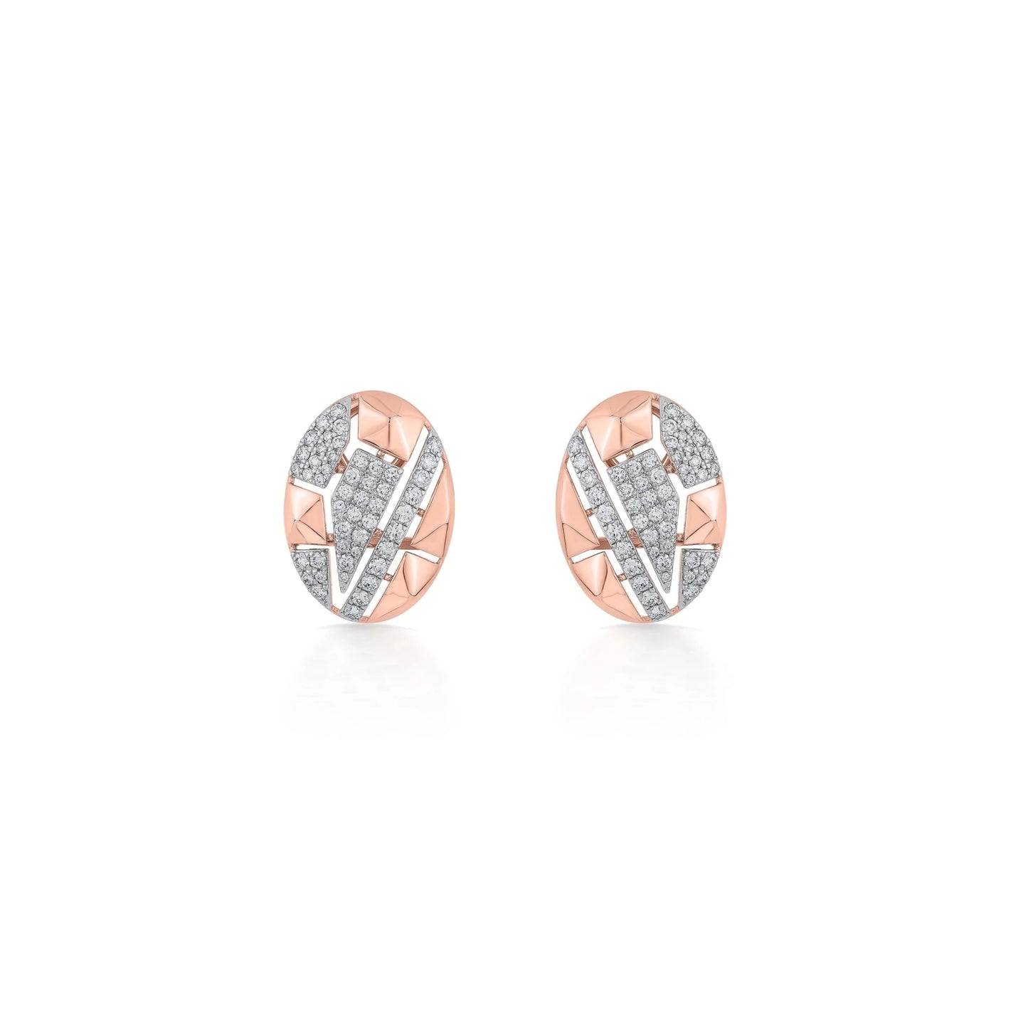 Soiree Urban Edge Oval Diamond Studs - Zen Diamond India