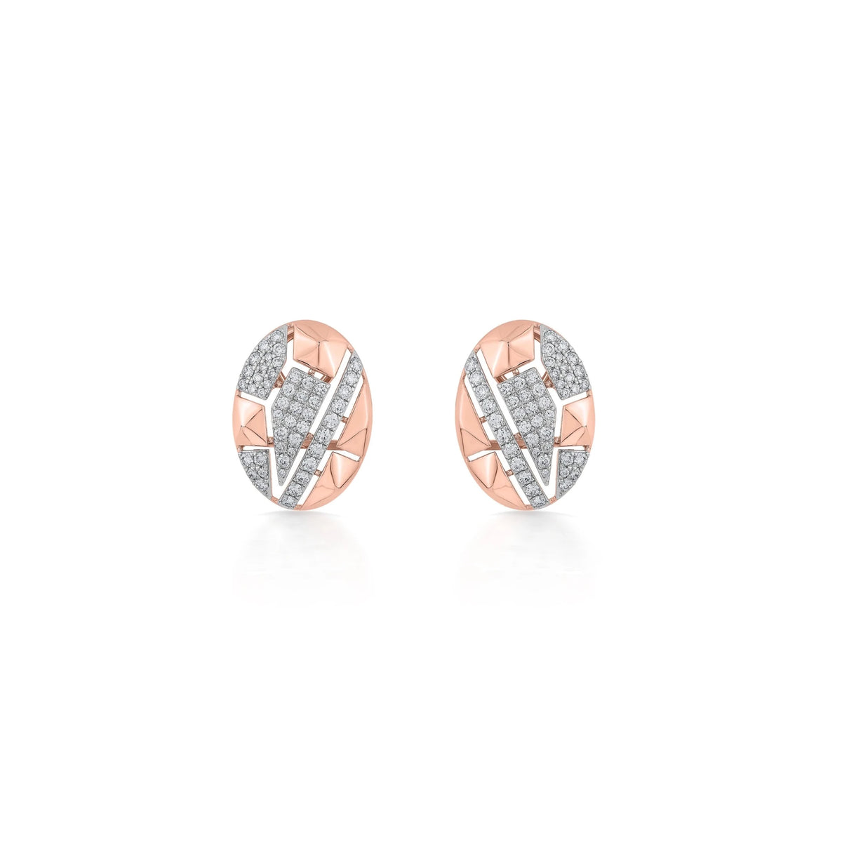 Soiree Urban Edge Oval Diamond Studs - Zen Diamond India