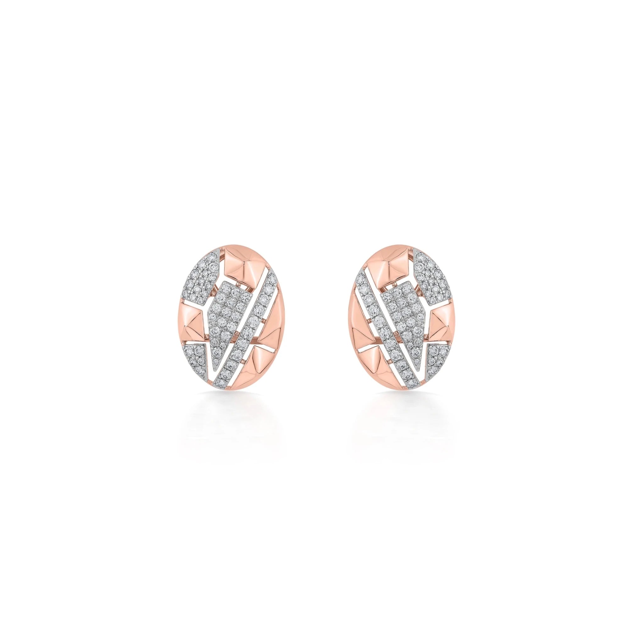 Soiree Urban Edge Oval Diamond Studs - Zen Diamond India