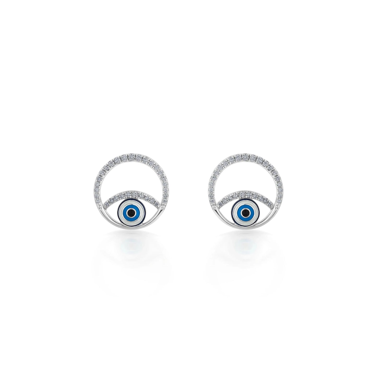 Quirky Evil Eye Halo Studs - Zen Diamond India