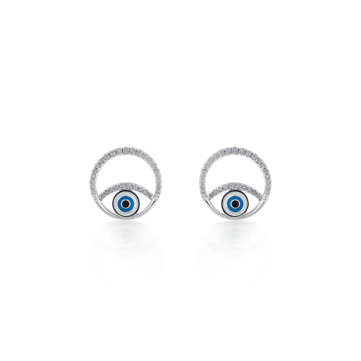 Quirky Evil Eye Halo Studs - Zen Diamond India
