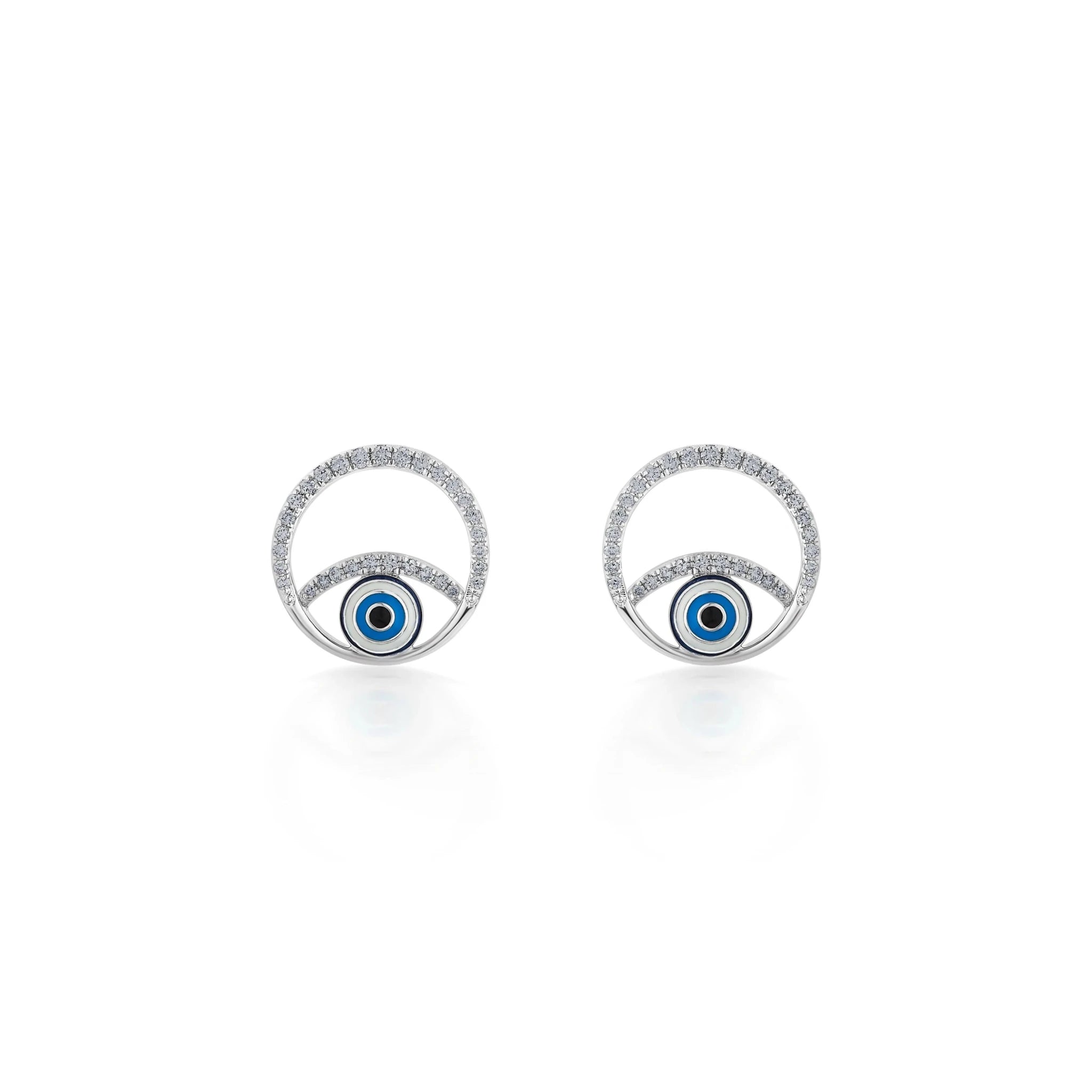 Quirky Evil Eye Halo Studs - Zen Diamond India