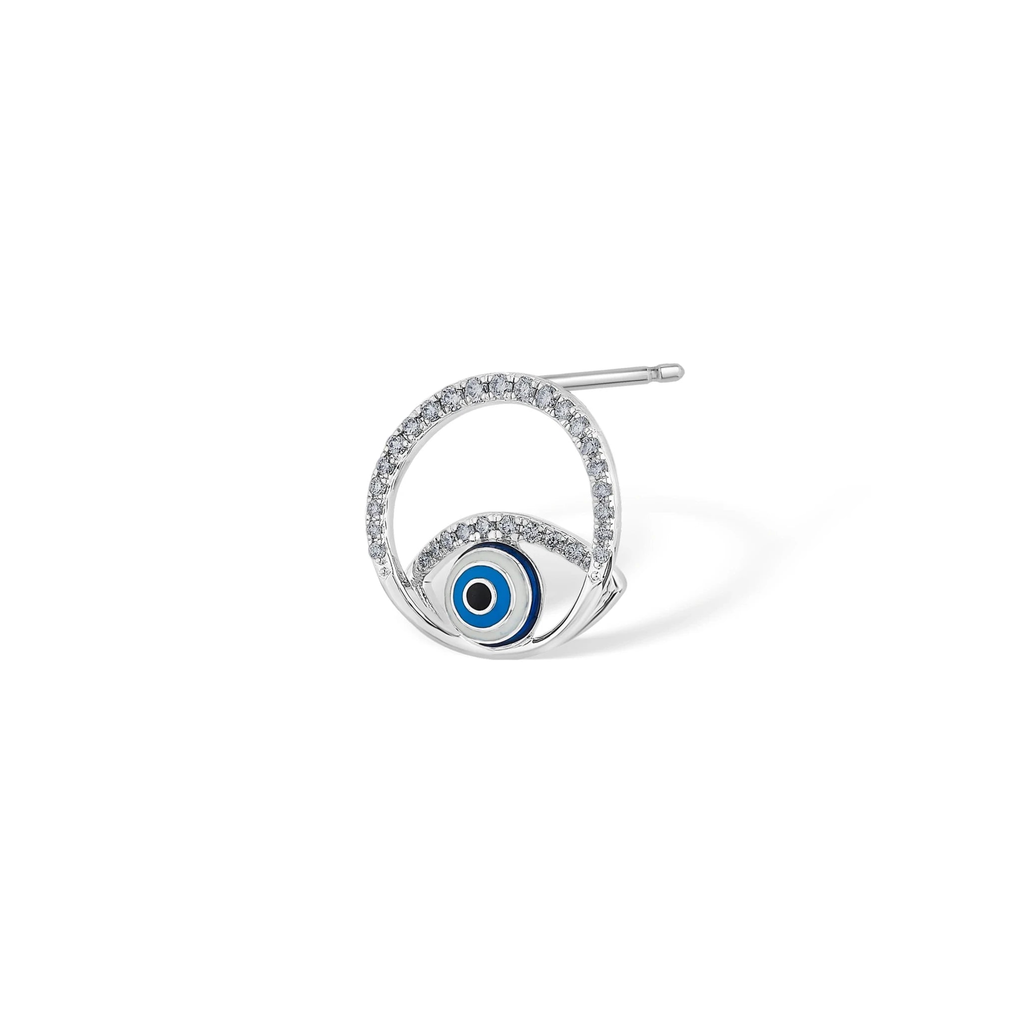 Quirky Evil Eye Halo Studs - Zen Diamond India