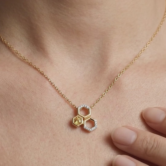 Gem Pop Golden Gleam Linked Hexagon Pendant