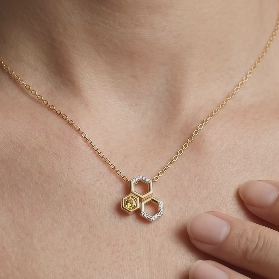 Gem Pop Golden Gleam Linked Hexagon Pendant