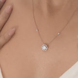 Rose Bloom Diamond Halo Medallion Pendant
