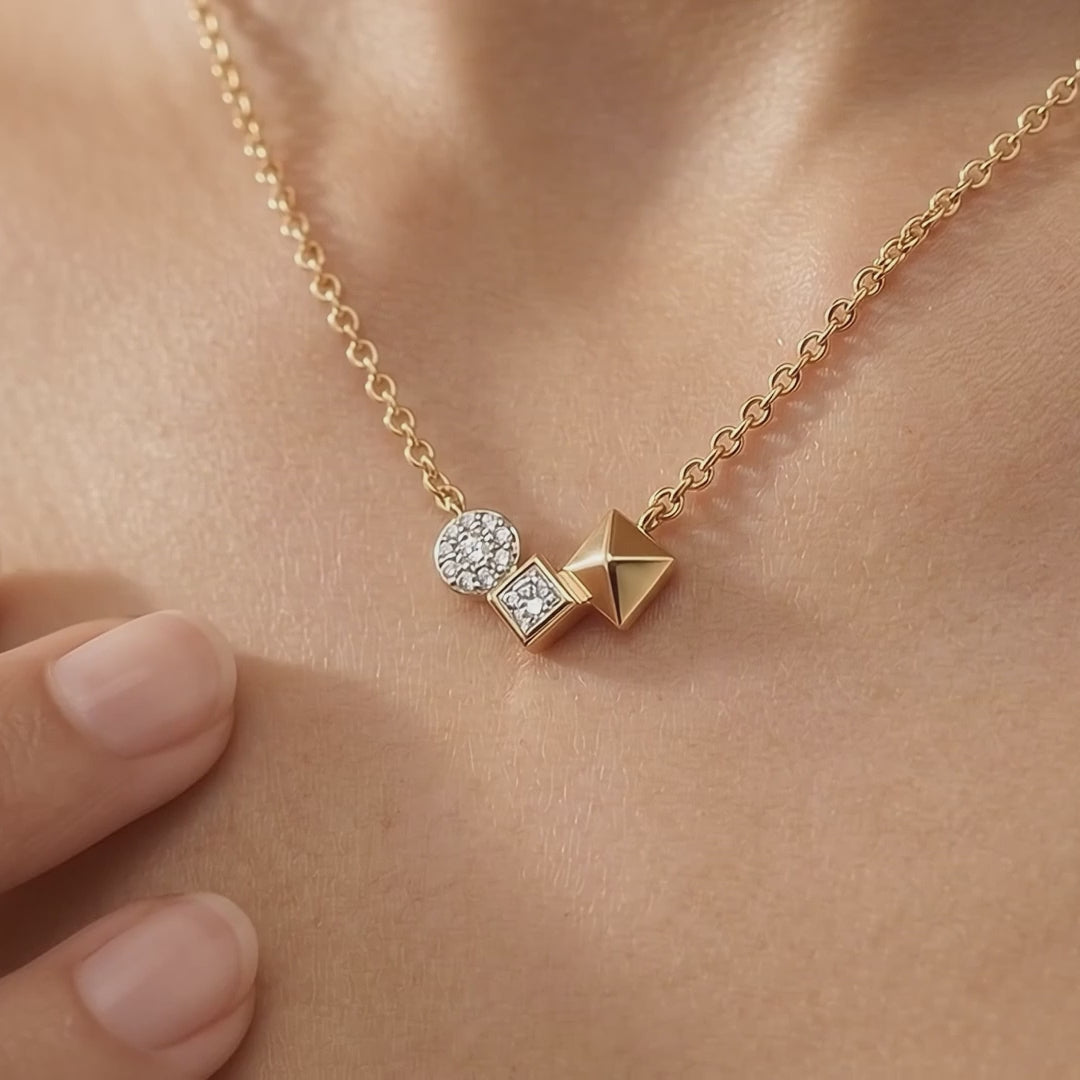 Gem Pop Golden Geometric Harmony Pendant