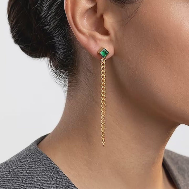 Aria Emerald Link Drop Earrings