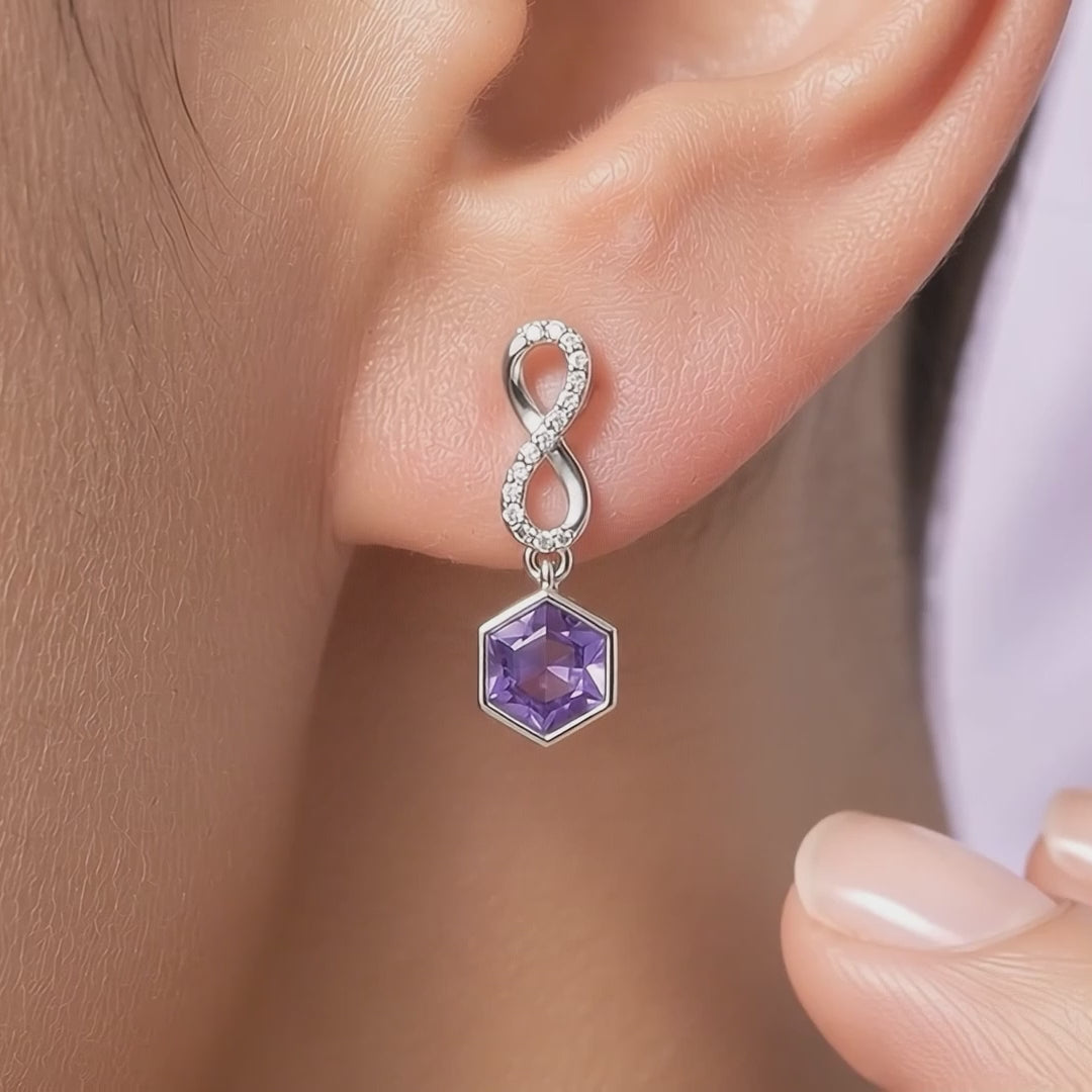 Gem Pop Infinity Hexagon Drop Earrings