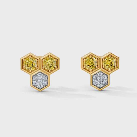 Gem Pop Golden Trio Hexagon Spark Studs