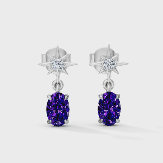 Gem Pop Midnight Starburst Oval Drop Earrings