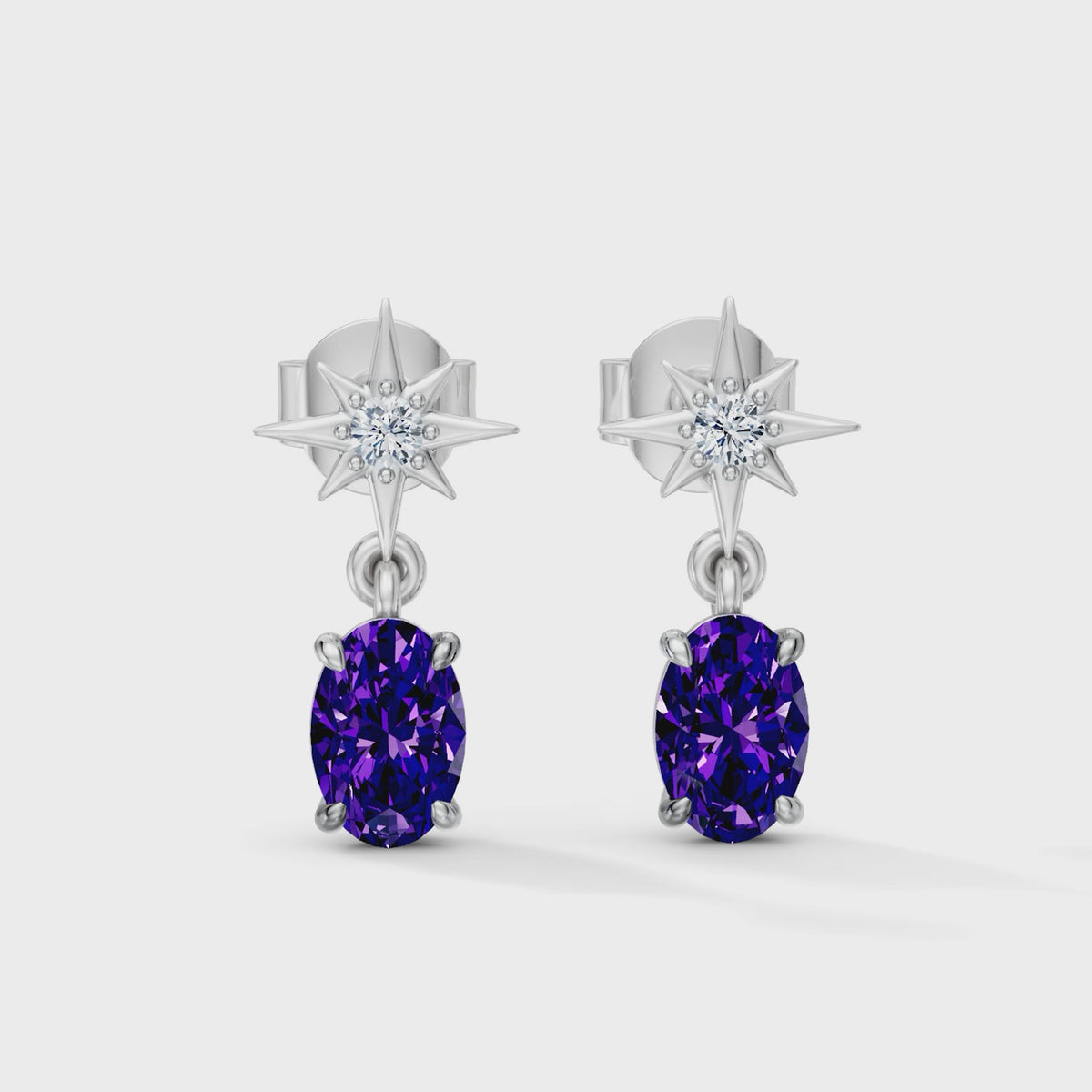 Gem Pop Midnight Starburst Oval Drop Earrings