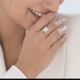 Signature Large Emerald Pave Solitaire Ring