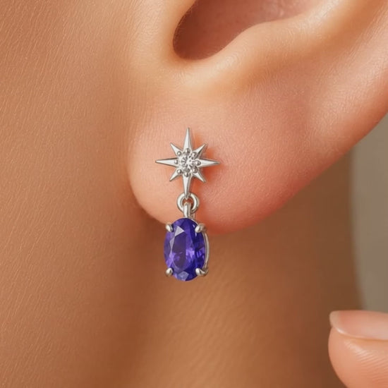 Gem Pop Midnight Starburst Oval Drop Earrings