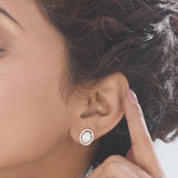 Signature Medium Oval Pave Solitaire Earrings