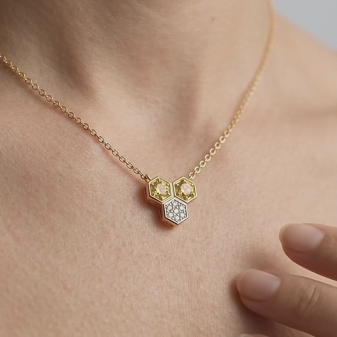 Gem Pop Golden Trio Hexagon Spark Pendant