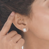 Signature Small Emerald Pave Solitaire Earrings