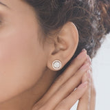 Signature Medium Round Pave Solitaire Earrings