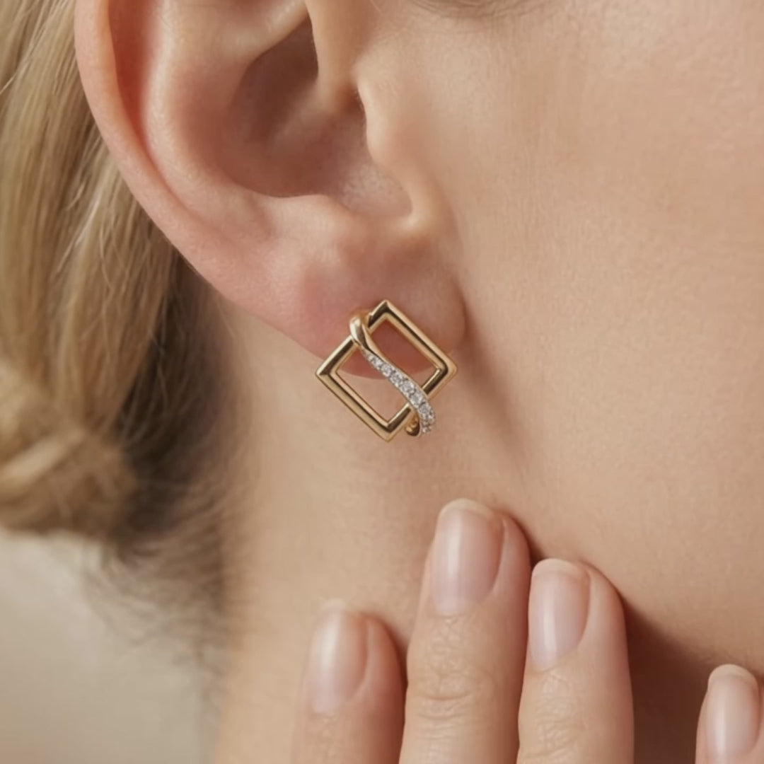 Celeste Geometric Interlace Diamond Studs