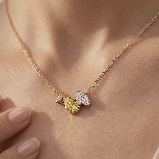 Gem Pop Golden Hexa Luminous Geometric Halo Pendant