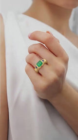 Aria Emerald Trilliant Trio Ring